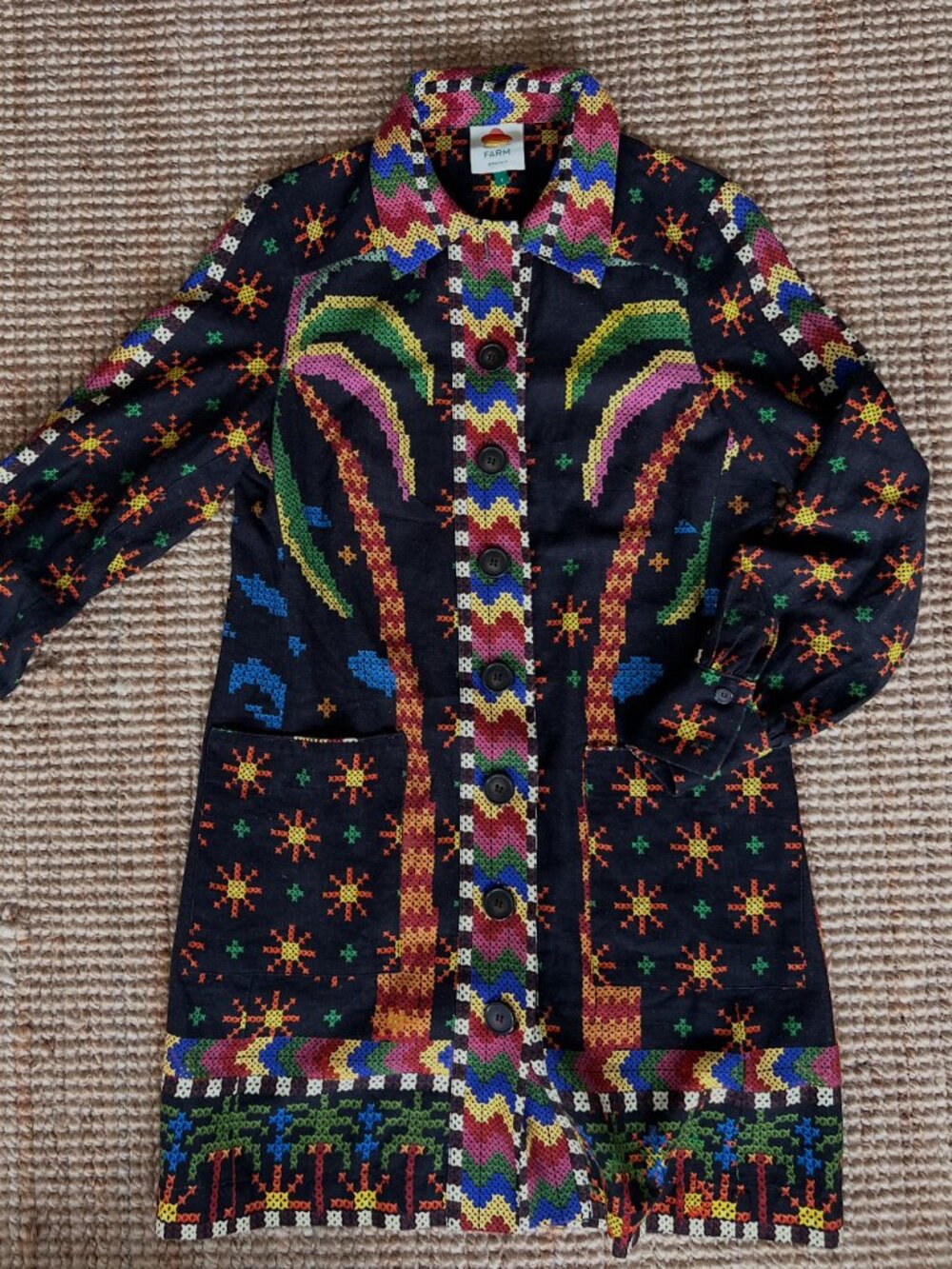 Farm Rio Long Sleeve Resort Dress